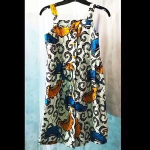 African Print Hibiscus Light Cotton Summer button up  Sundress